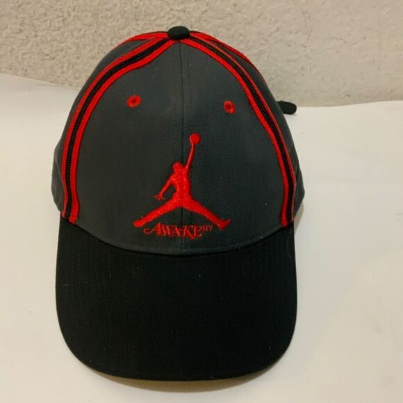 Nike Awake Air Jordan Mens Adjustable Red and Black Leather Bill Hat - Picture 4 of 13